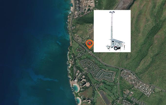 Surveillance solar trailer used nearby sea