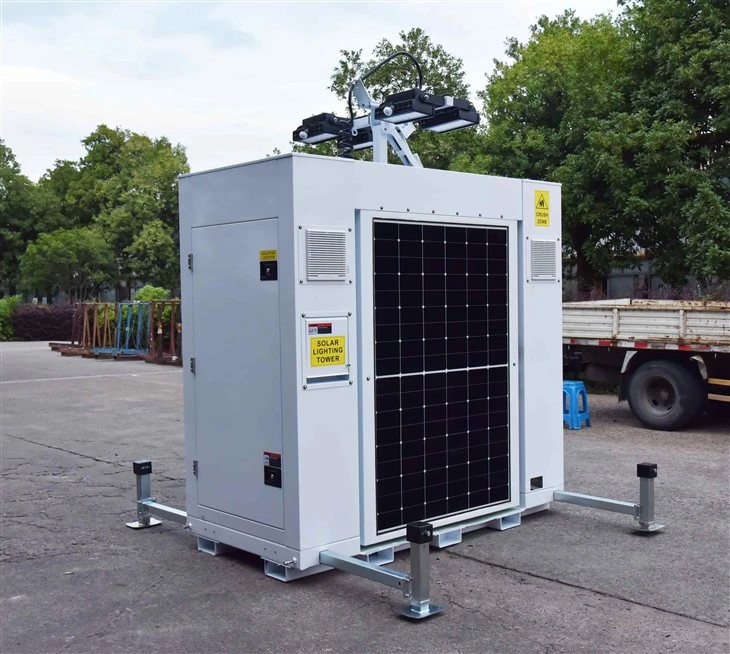 Timer Cuboid Solar Light Tower 12m Hydraulic Mast 800W